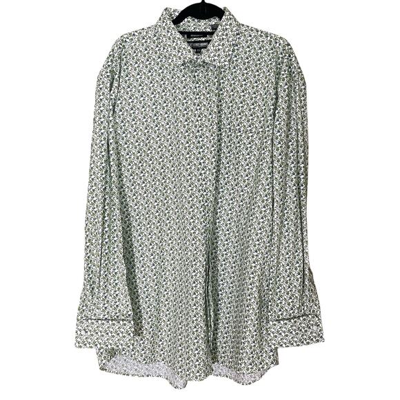 Stacy Adams Mens 17.5 Regular Fit Long Sleeve Button Down Shirt Green 34/35 - Picture 2 of 11